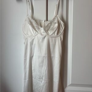 Elegant White Lace-Trimmed Slip Dress
